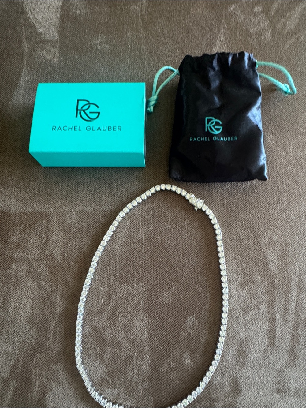 Rachel Glauber silver rhinestone tennis necklace. NWOT